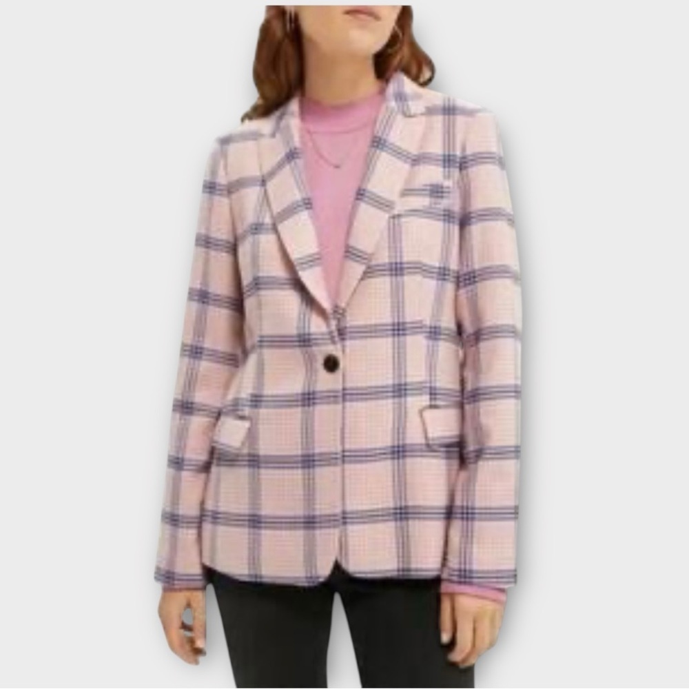 Scotch & Soda Houndstooth Classic Blazer in Pink & Blue Plaid Women’s Size XS